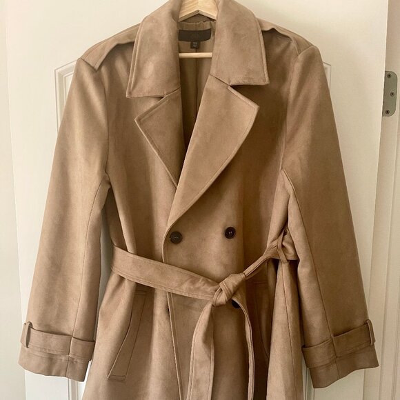 NWT Zara Faux Suede Trench Coat - Picture 2 of 8